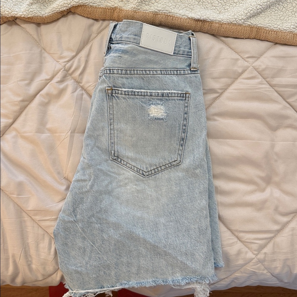 Pistola Distressed Light Blue Jean Shorts - Picture 2 of 2